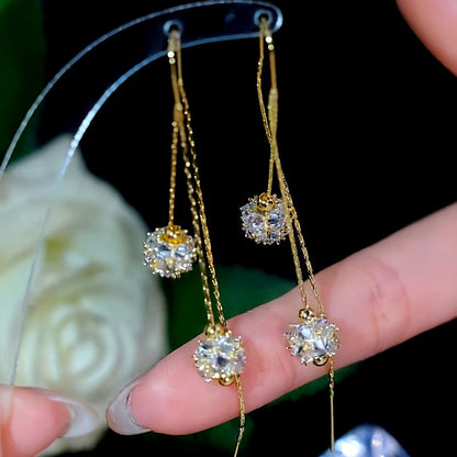 14K Gold-Plated Elegant Zircon Threader Earrings