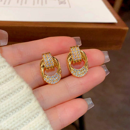 14K Gold-Plated Elegant Zircon Twisted Earrings