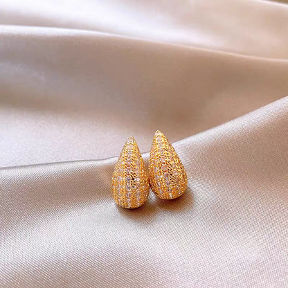 14K Gold-Plated Elegant Zircon Water Drop Earrings