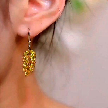 14K Gold-Plated Elegant Zircon Wheat Earrings