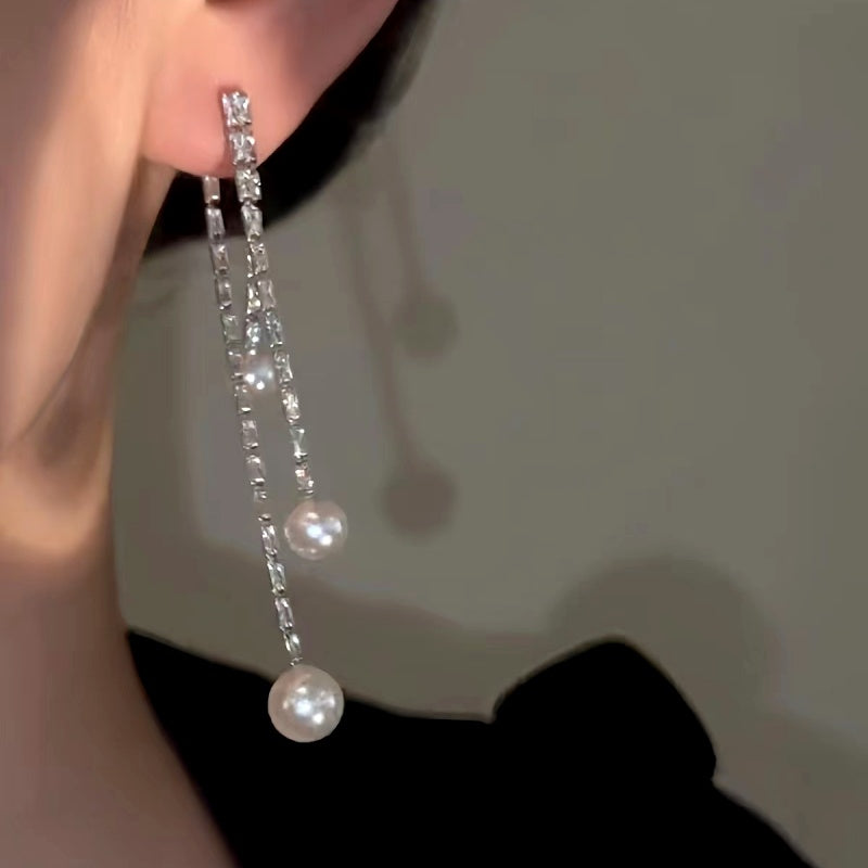14K Gold-Plated Elegant pearl Tassel Earrings