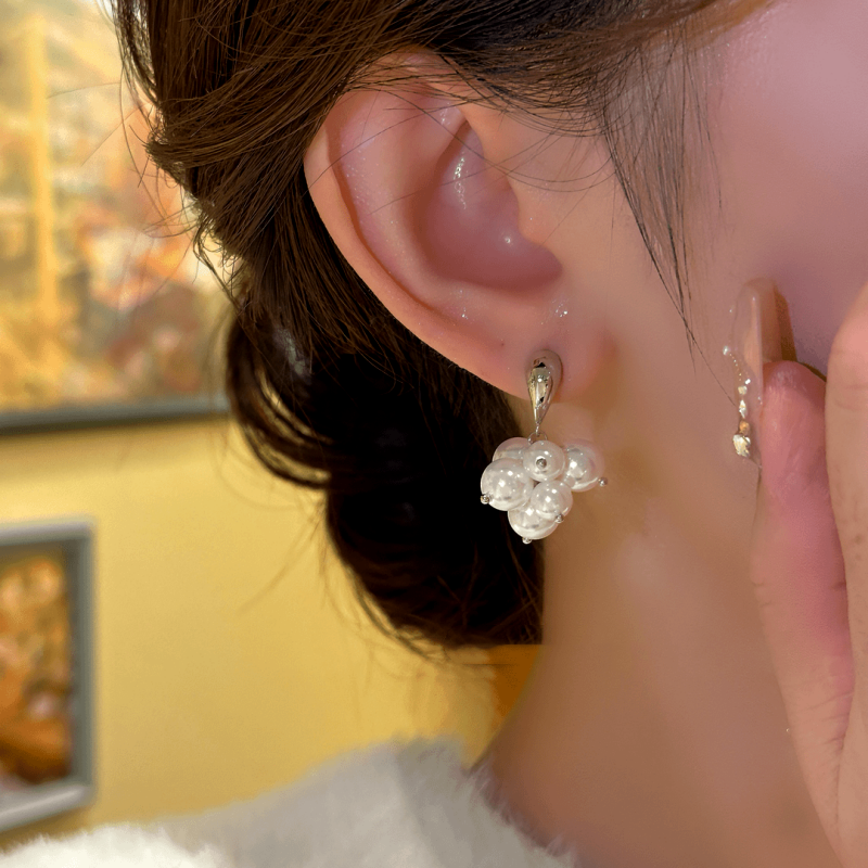 14K Gold-Plated Exquisite Grape Bead Tassel Earrings