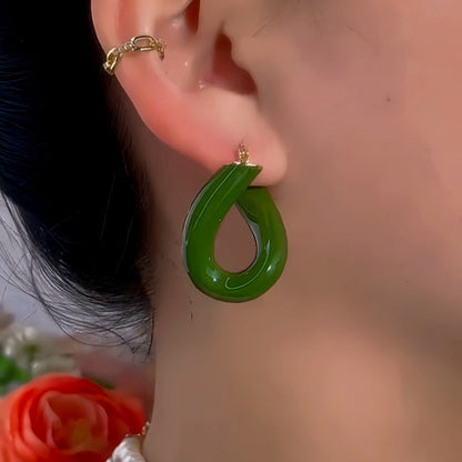14K Gold-Plated Exquisite Green Oil Drop Earrings