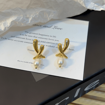 14K Gold-Plated Exquisite Simple Bead Drop Earrings