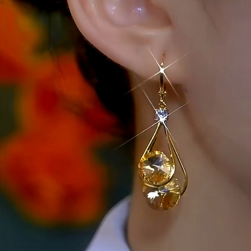 14K Gold-Plated Exquisite Zircon Water Drop Earrings
