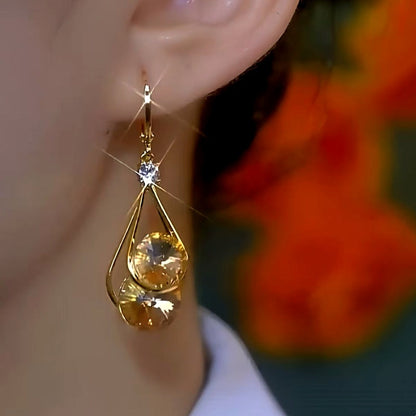 14K Gold-Plated Exquisite Zircon Water Drop Earrings