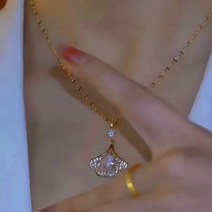 14K Gold-Plated Fan-Shaped Necklaces