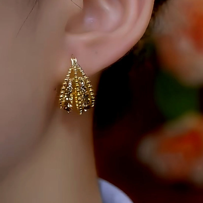 14K Gold-Plated Firework Tassel Bead Earrings
