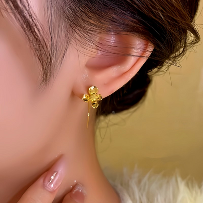 14K Gold-Plated Flower Ear Hook Earrings