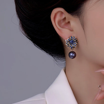14K Gold-Plated Flower Pearl Earrings