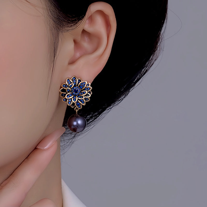 14K Gold-Plated Flower Pearl Earrings