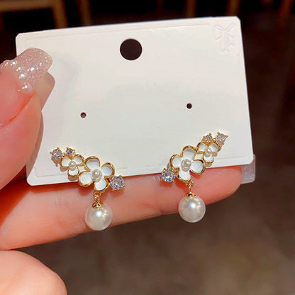 14K Gold-Plated Flower Pearl Earrings