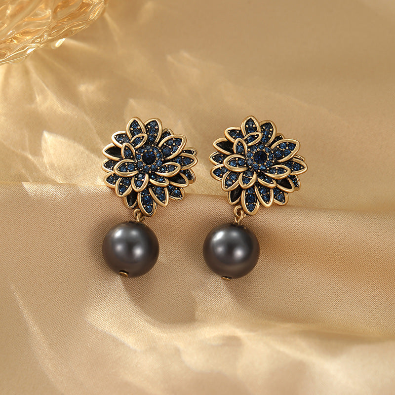 14K Gold-Plated Flower Pearl Earrings