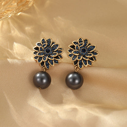 14K Gold-Plated Flower Pearl Earrings