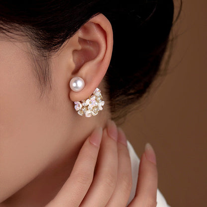 14K Gold-Plated Flower Pearl Jacket Earrings
