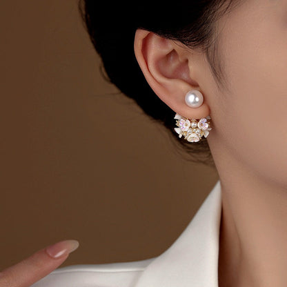 14K Gold-Plated Flower Pearl Jacket Earrings