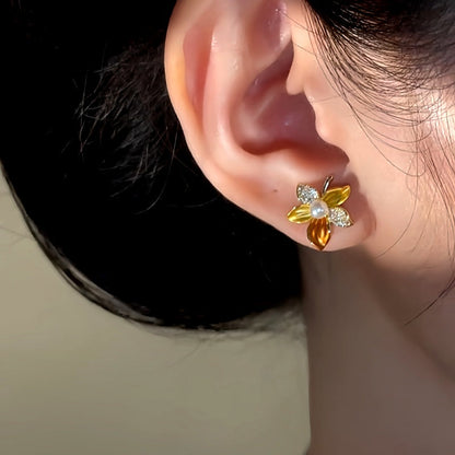 14K Gold-Plated Flower Stud Earrings
