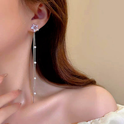 14K Gold-Plated Flower Tassel Earrings