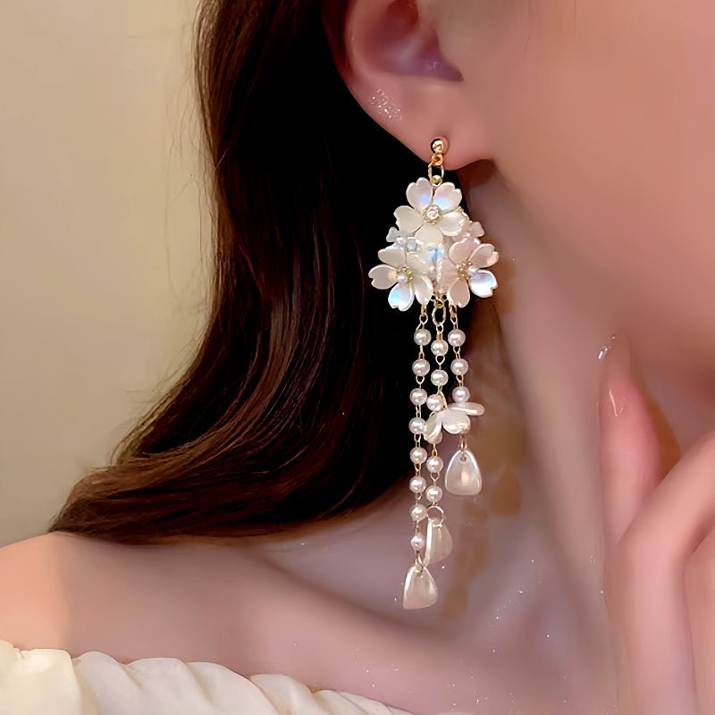 14K Gold-Plated Flower Tassel Earrings