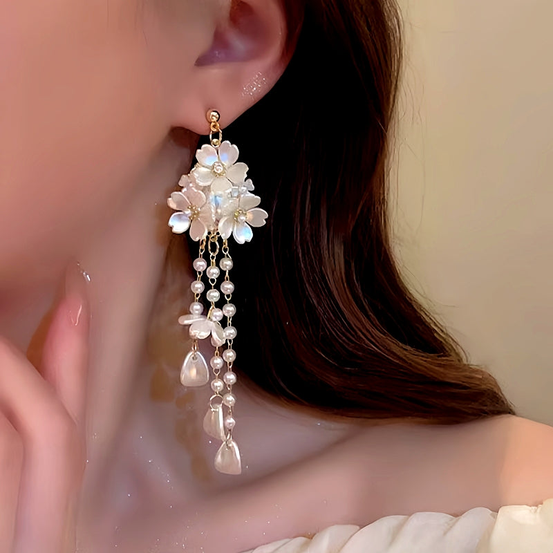 14K Gold-Plated Flower Tassel Earrings