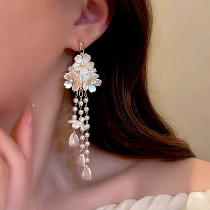 14K Gold-Plated Flower Tassel Earrings