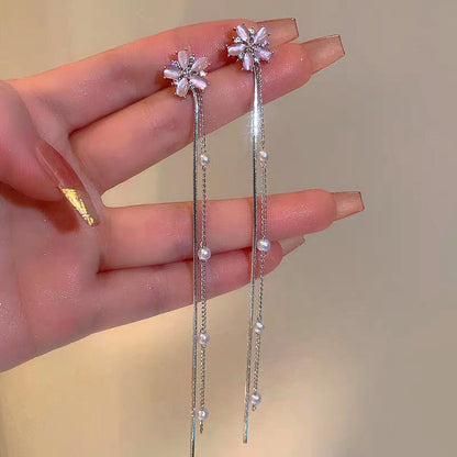 14K Gold-Plated Flower Tassel Earrings