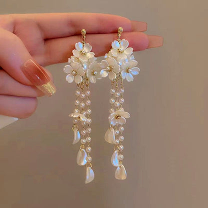 14K Gold-Plated Flower Tassel Earrings