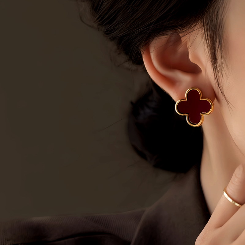 14K Gold-Plated Four-Leaf Clover Stud Earrings