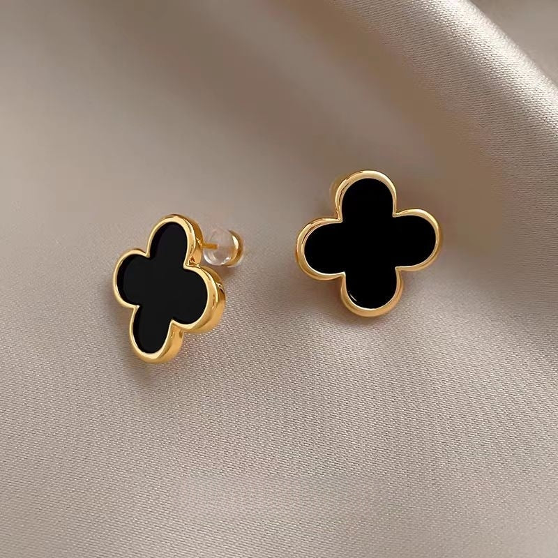 14K Gold-Plated Four-Leaf Clover Stud Earrings