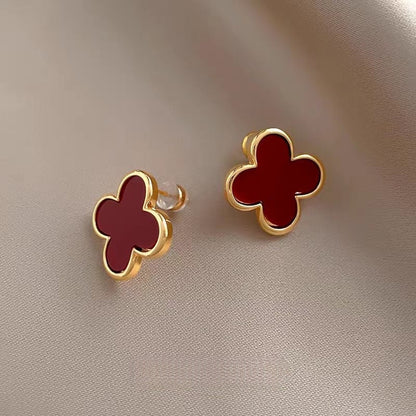 14K Gold-Plated Four-Leaf Clover Stud Earrings