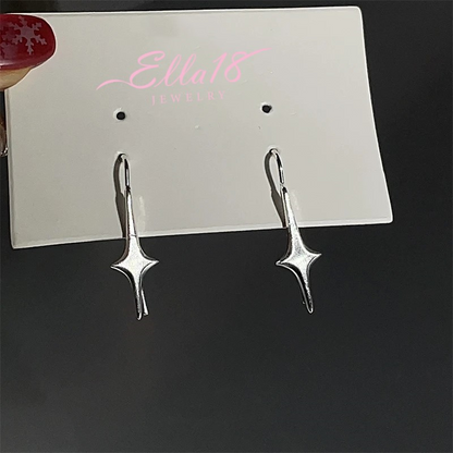14K Gold-Plated Four-Pointed Star Ear Hook Earrings