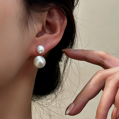 14K Gold-Plated Frosted Brushed Front And Back Ball Earrings