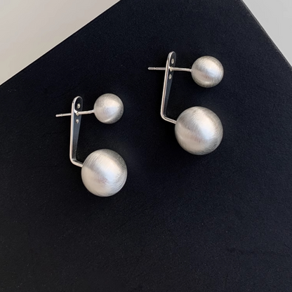 14K Gold-Plated Frosted Brushed Front And Back Ball Earrings