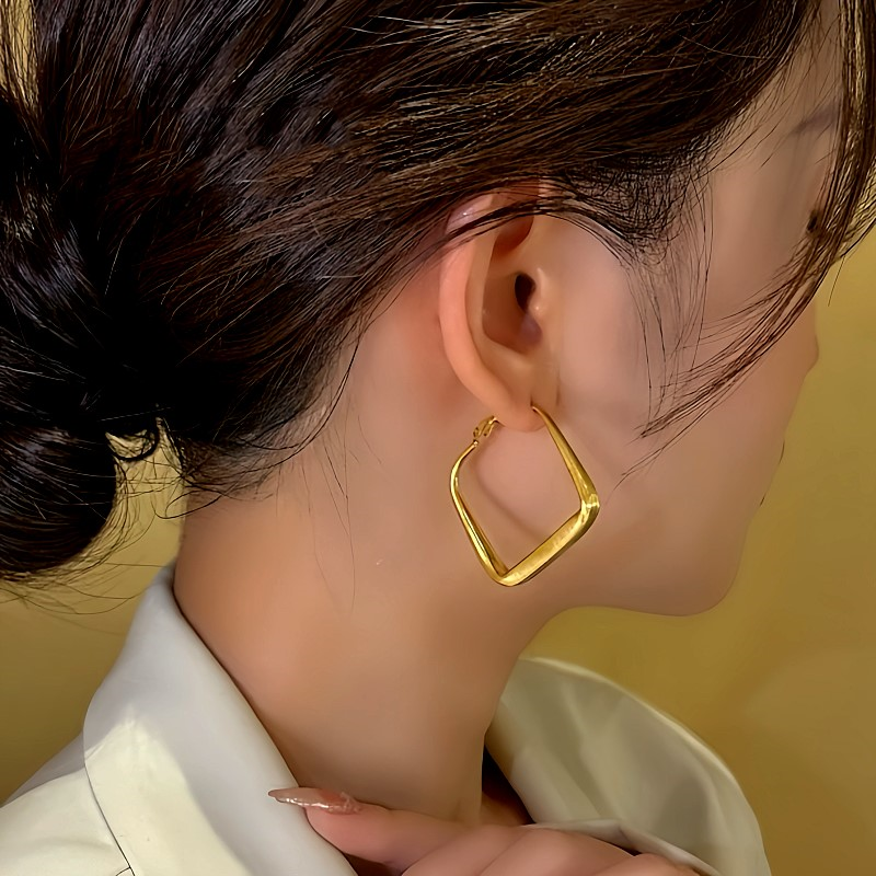 14K Gold-Plated Geometric Square Earrings