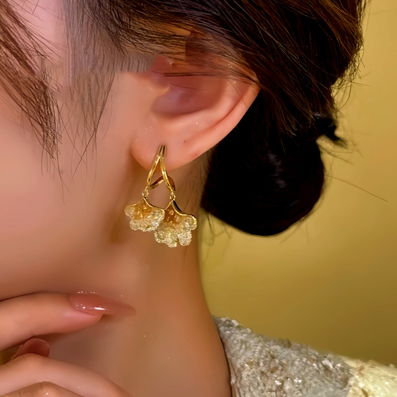 14K Gold-Plated Ginkgo Leaf Earrings