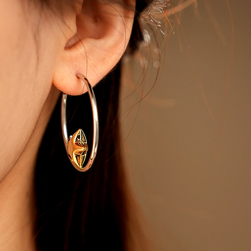 14K Gold-Plated Golden Star Hoop Earring