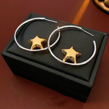 14K Gold-Plated Golden Star Hoop Earring