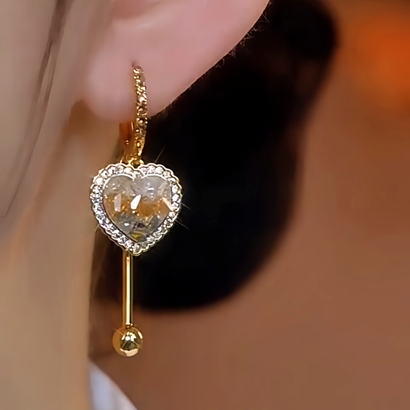 14K Gold-Plated Gradient Crystal Heart Earrings