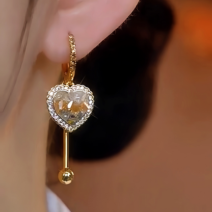 14K Gold-Plated Gradient Crystal Heart Earrings