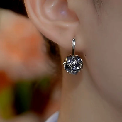 14K Gold-Plated Gray Diamond Ball Earrings