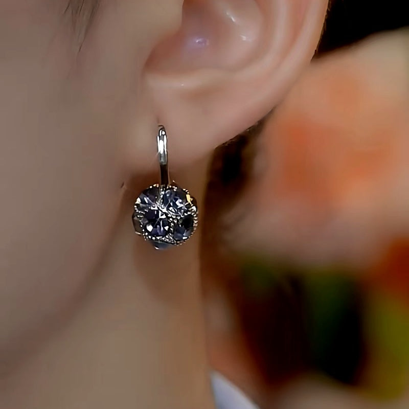 14K Gold-Plated Gray Diamond Ball Earrings