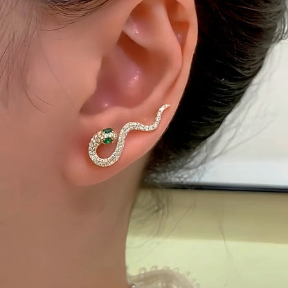 14K Gold-Plated Green Diamond Snake Crawler