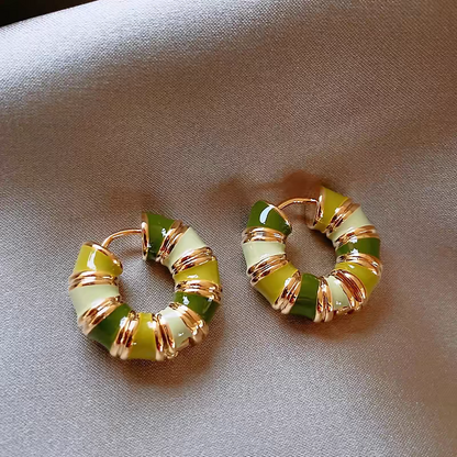 14K Gold-Plated Green Hoop Earrings