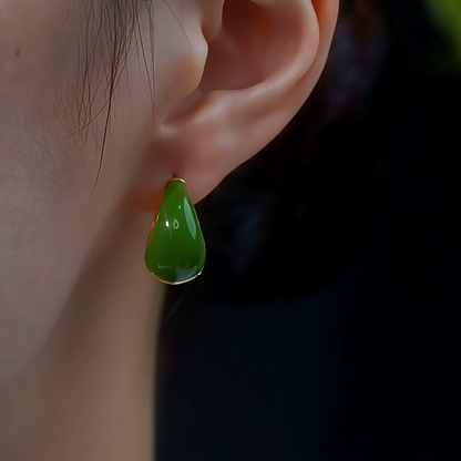 14K Gold-Plated Green Water Drop Earrings