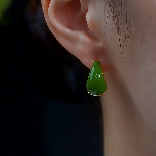 14K Gold-Plated Green Water Drop Earrings
