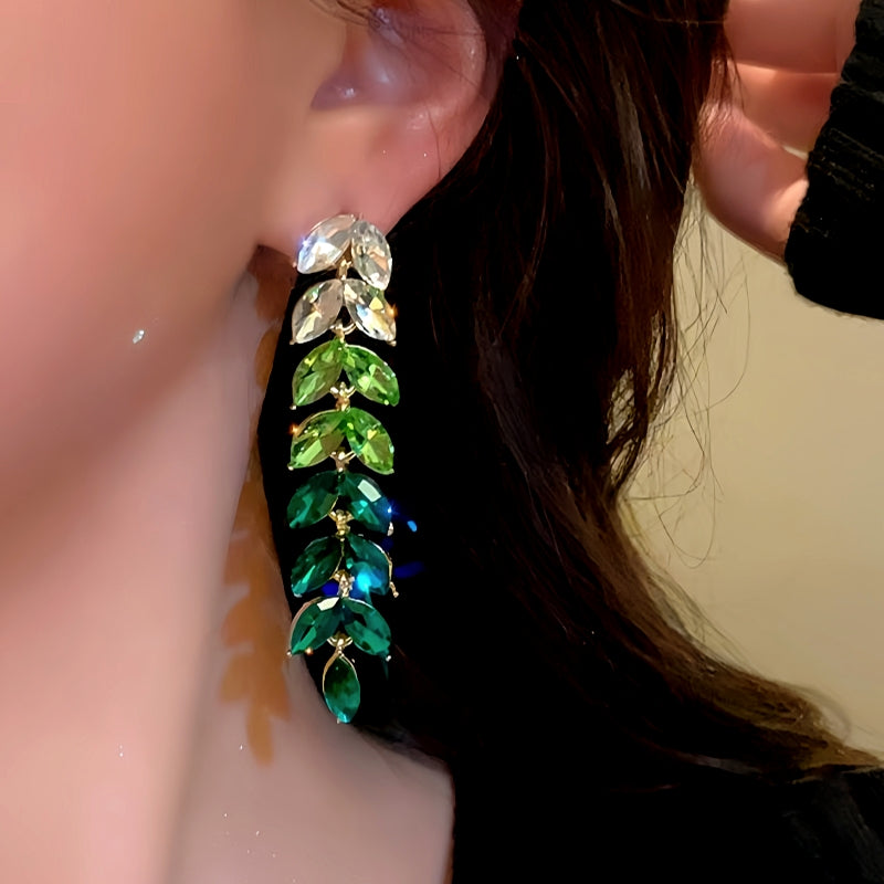 14K Gold-Plated Green Wheat Tassel Earrings