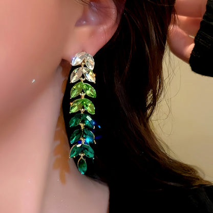 14K Gold-Plated Green Wheat Tassel Earrings