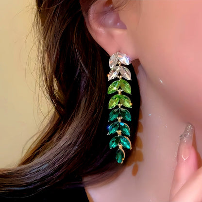 14K Gold-Plated Green Wheat Tassel Earrings