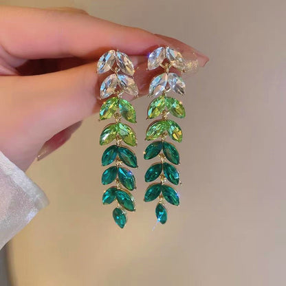 14K Gold-Plated Green Wheat Tassel Earrings