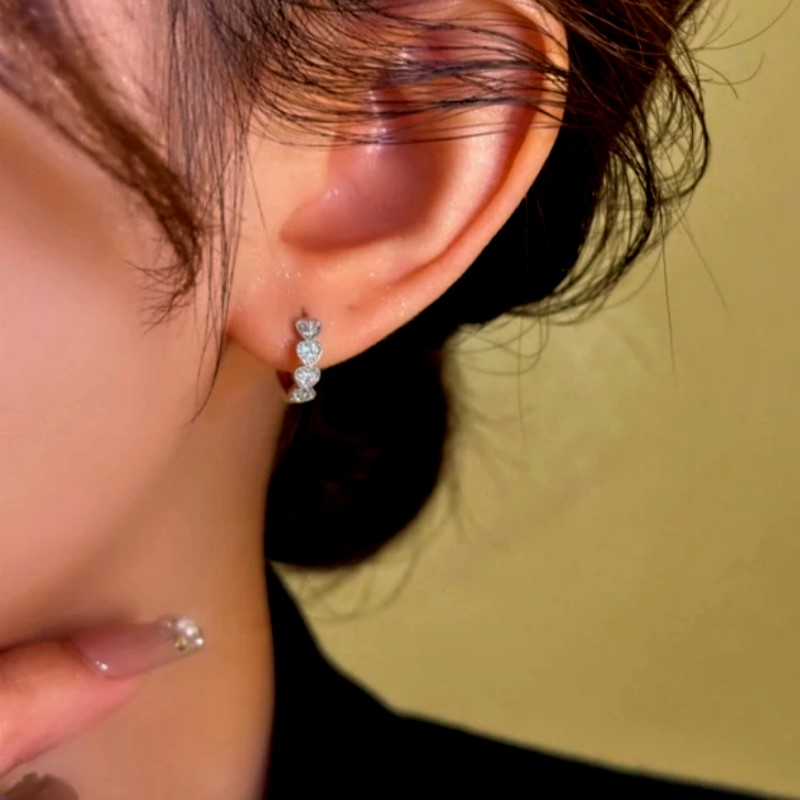14K Gold-Plated Heart-Design Little Hoop Earrings
